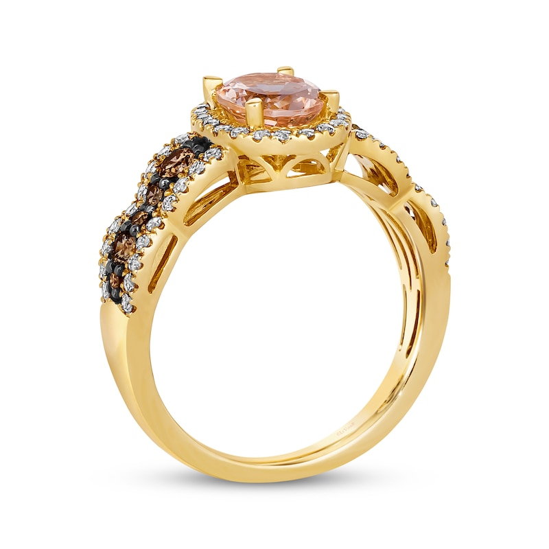 Main Image 3 of Le Vian Chocolate Waterfall Morganite Ring 3/4 ct tw Diamonds 14K Honey Gold