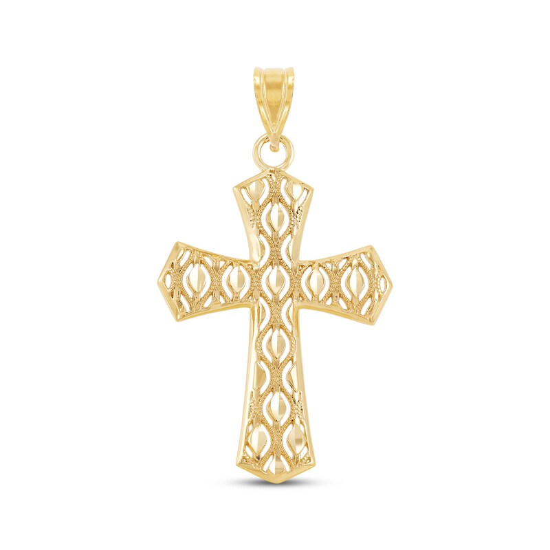 Diamond-Cut Cross Charm 14K Yellow Gold