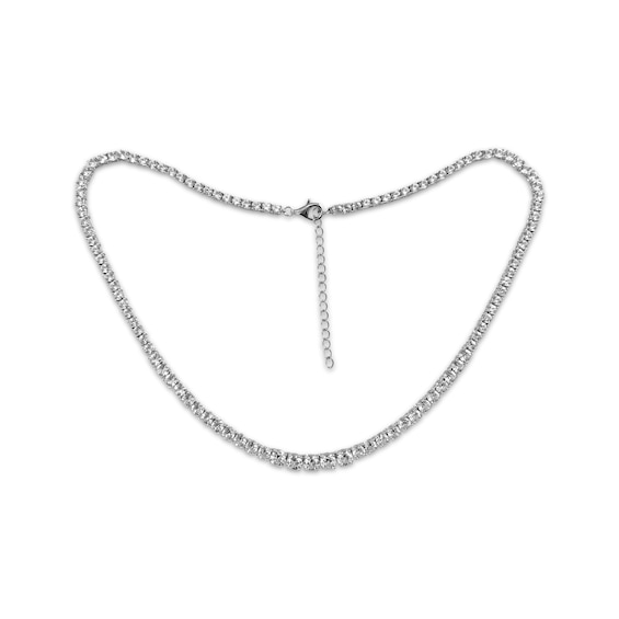 Round-Cut White Lab-Created Sapphire Necklace Sterling Silver 18“