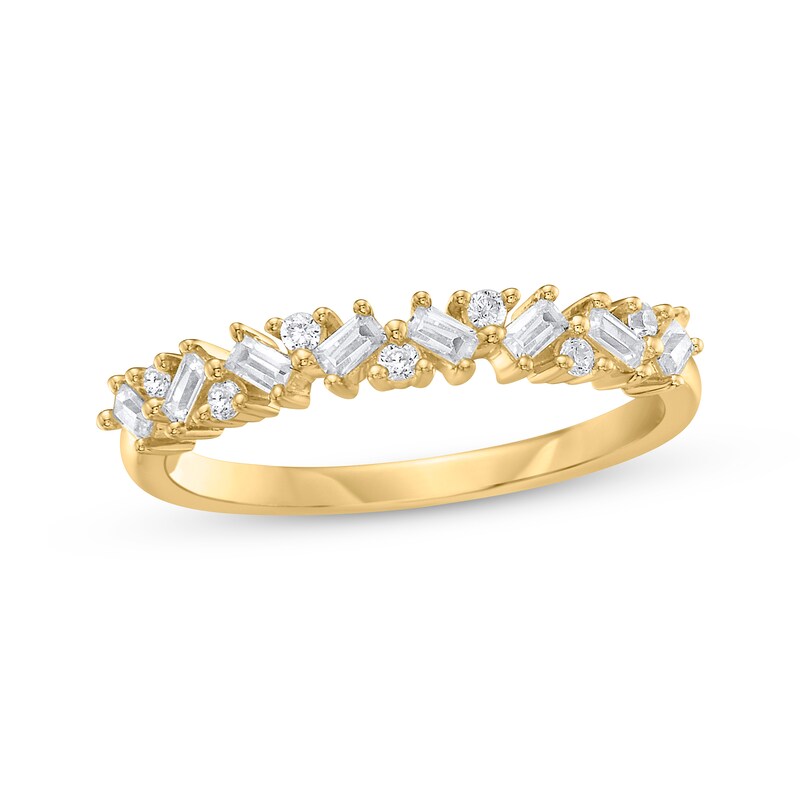 Baguette & Round-Cut Diamond Scatter Anniversary Band 1/4 ct tw 14K Yellow Gold