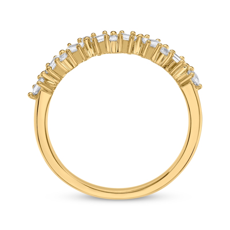 Baguette & Round-Cut Diamond Scatter Anniversary Band 1/4 ct tw 14K Yellow Gold