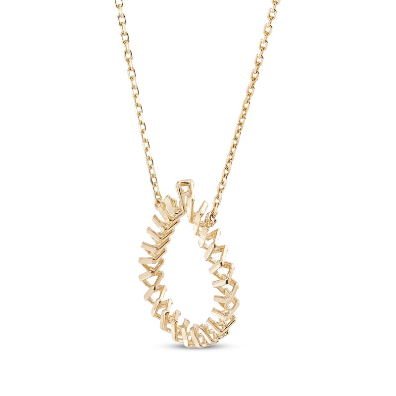 Main Image 2 of Diamond-Cut Open Teardrop Necklace 10K Yellow Gold 17"