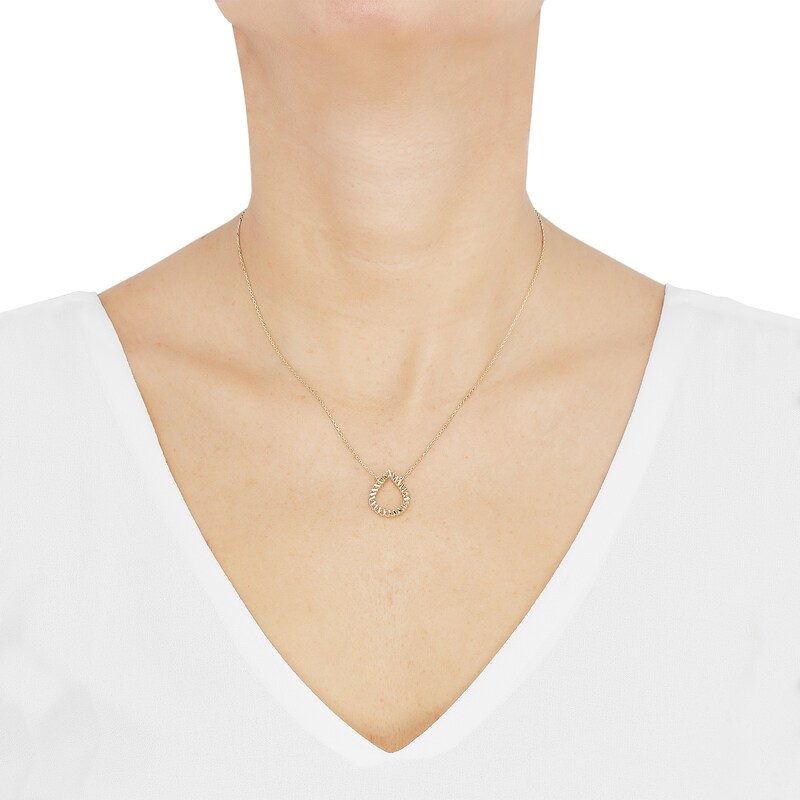 Main Image 4 of Diamond-Cut Open Teardrop Necklace 10K Yellow Gold 17"