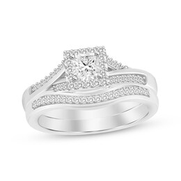 Princess-Cut Diamond Frame Bridal Set 1/3 ct tw 10K White Gold
