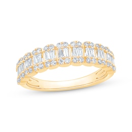 Adore Baguette & Round-Cut Diamond Anniversary Band 5/8 ct tw 14K Yellow Gold
