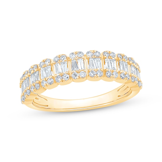 Adore Baguette & Round-Cut Diamond Anniversary Band 5/8 ct tw 14K Yellow Gold