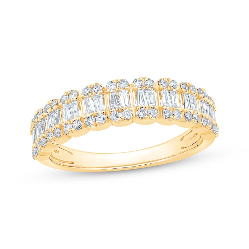 Main Image 1 of Adore Baguette & Round-Cut Diamond Anniversary Band 5/8 ct tw 14K Yellow Gold