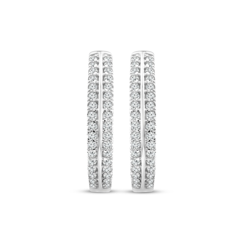 DIamond Double-Row Huggie Hoop Earrings 1/4 ct tw 10K White Gold