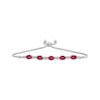 Thumbnail Image 1 of Oval-Cut Lab-Created Ruby & White Lab-Created Sapphire Bolo Bracelet Sterling Silver
