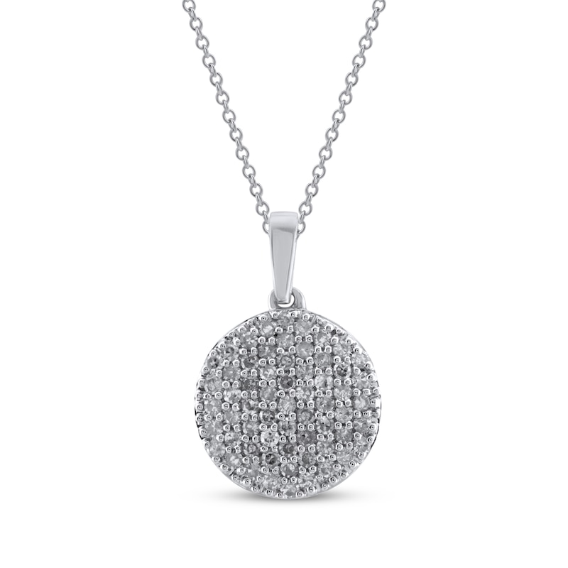 Main Image 1 of Diamond Disc Necklace 1/3 ct tw 10K White Gold 18"