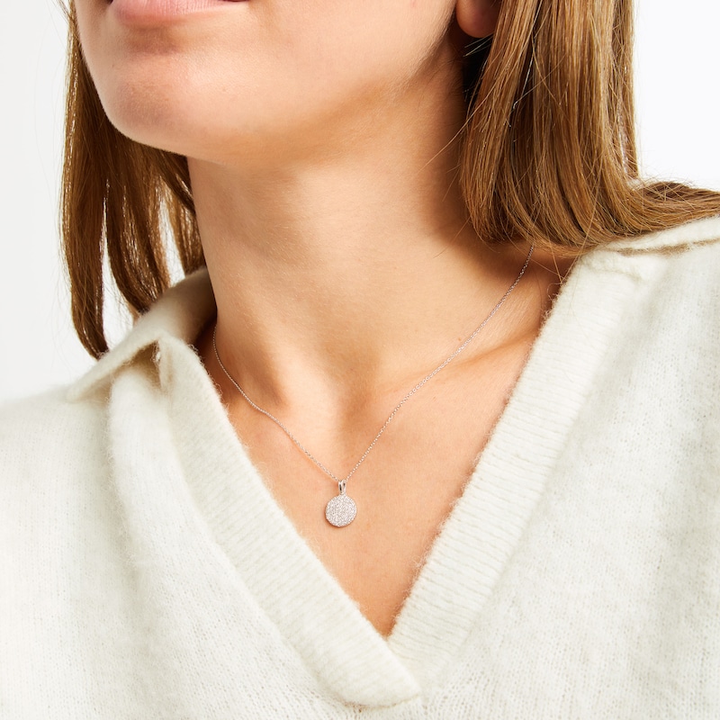 Main Image 4 of Diamond Disc Necklace 1/3 ct tw 10K White Gold 18"