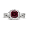 Thumbnail Image 3 of Neil Lane Cushion-Cut Rhodolite Garnet, Diamond & Akoya Cultured Pearl Bridal Set 1/2 ct tw 14K White Gold