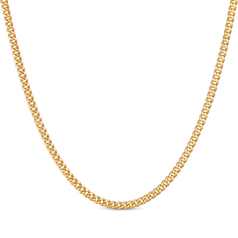 Main Image 1 of Cuban Curb Chain Necklace 3mm Hollow 10K Yellow Gold 24"
