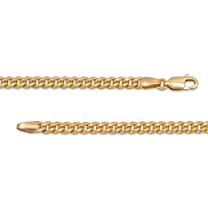 Main Image 2 of Cuban Curb Chain Necklace 3mm Hollow 10K Yellow Gold 24"