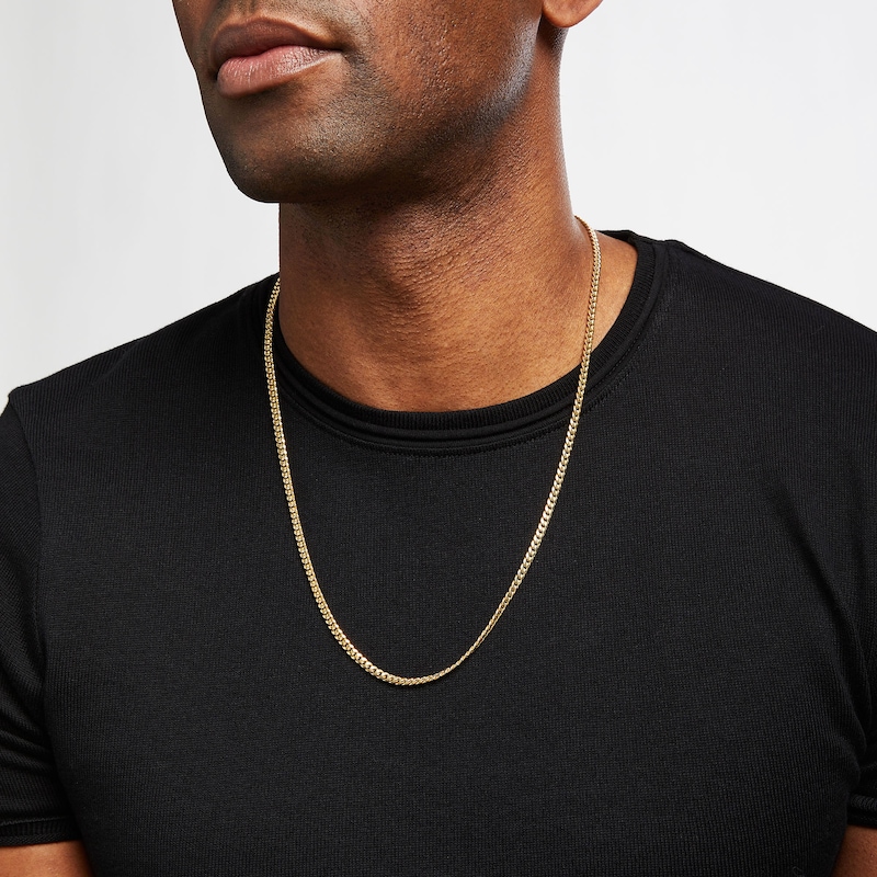 Main Image 3 of Cuban Curb Chain Necklace 3mm Hollow 10K Yellow Gold 24"