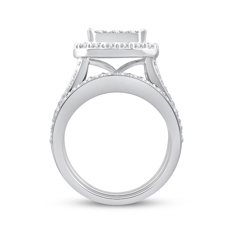 Main Image 3 of Adore Princess-Cut Multi-Diamond Center Bridal Set 3 ct tw 10K White Gold
