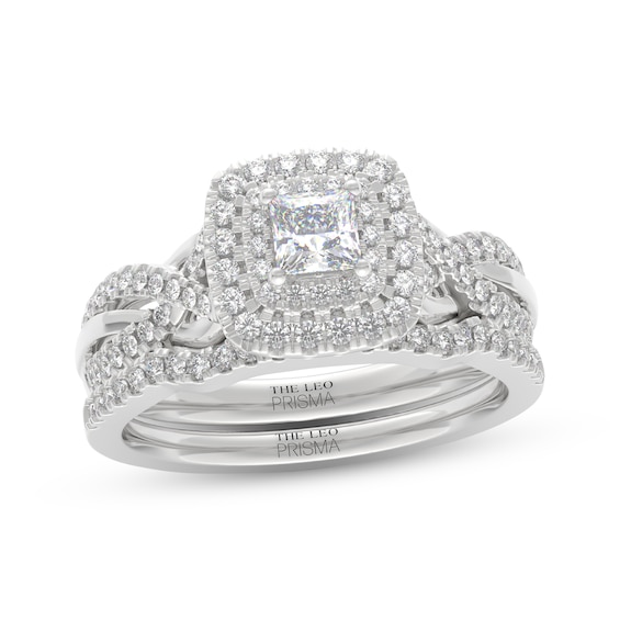 THE LEO Prisma Diamond Princess-Cut Double Halo Bridal Set / ct tw 14K White Gold