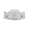 Thumbnail Image 3 of THE LEO Prisma Diamond Princess-Cut Double Halo Bridal Set 3/4 ct tw 14K White Gold