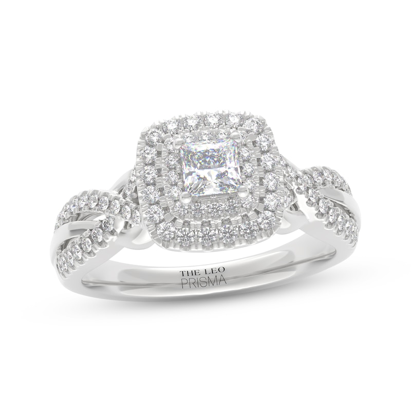 Main Image 1 of THE LEO Prisma Diamond Princess-Cut Double Halo Engagement Ring 5/8 ct tw 14K White Gold