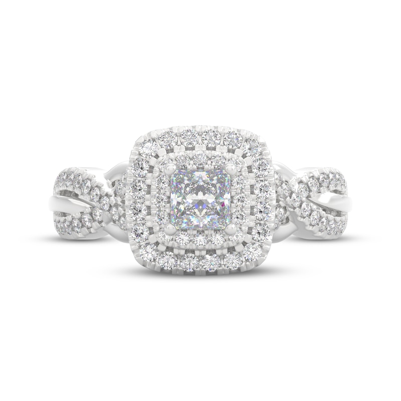 Main Image 3 of THE LEO Prisma Diamond Princess-Cut Double Halo Engagement Ring 5/8 ct tw 14K White Gold