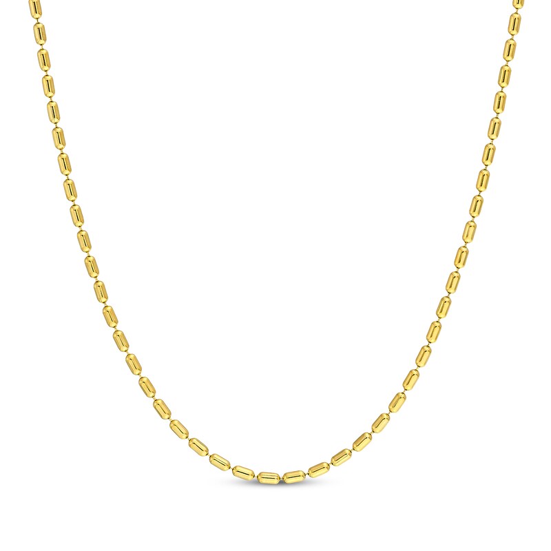 Main Image 1 of Solid Ellipse Bead Chain Necklace 14K Yellow Gold 18&quot;
