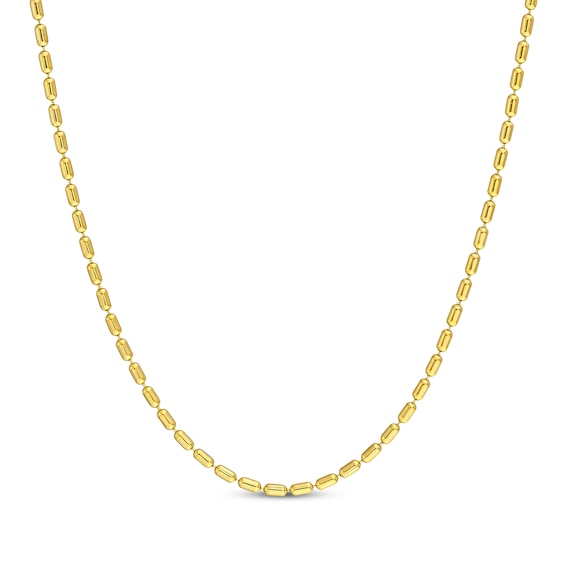 Ellipse Bead Chain Necklace Solid 14K Yellow Gold 20"
