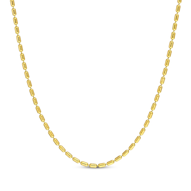 Solid Ellipse Bead Chain Necklace 14K Yellow Gold 20"