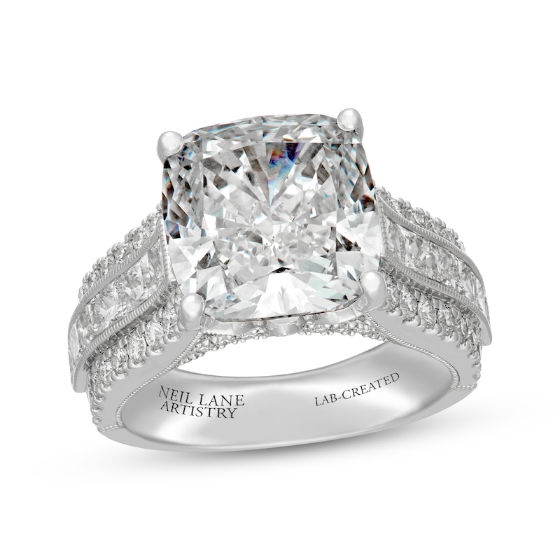Main Image 1 of Neil Lane Artistry Cushion-Cut Lab-Grown Diamond Engagement Ring 10 ct tw 14K White Gold