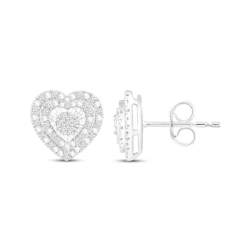 Main Image 1 of Diamond Heart Stud Earrings 1/5 ct tw Sterling Silver