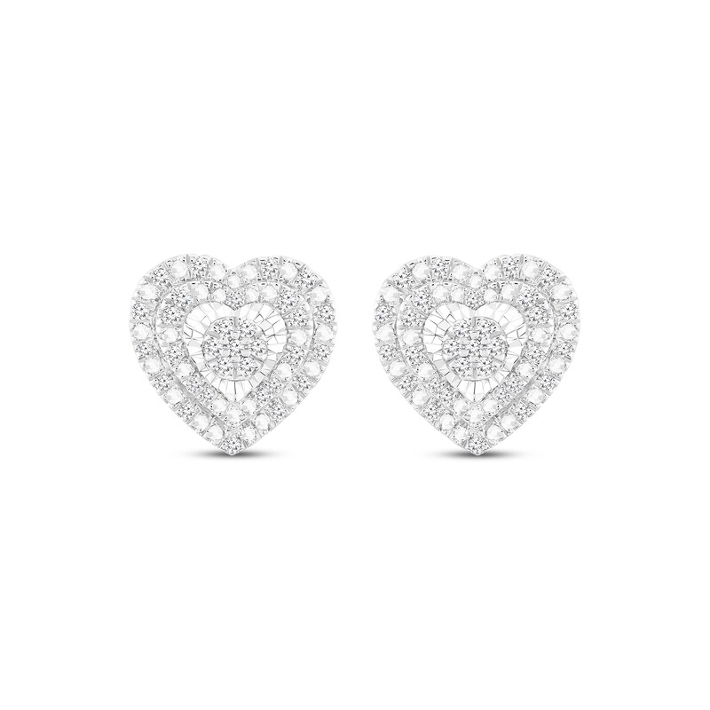 Main Image 2 of Diamond Heart Stud Earrings 1/5 ct tw Sterling Silver