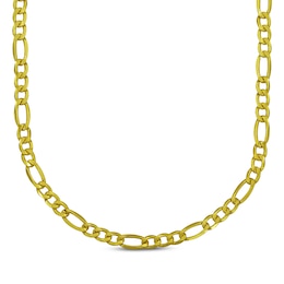 Figaro Chain Necklace 3.2mm Semi-Solid 18K Yellow Gold 22&quot;