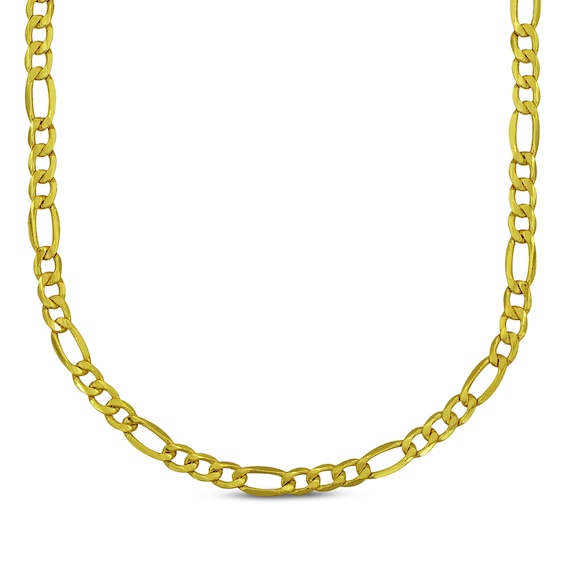 Figaro Chain Necklace 3.2mm Semi-Solid 18K Yellow Gold 22"