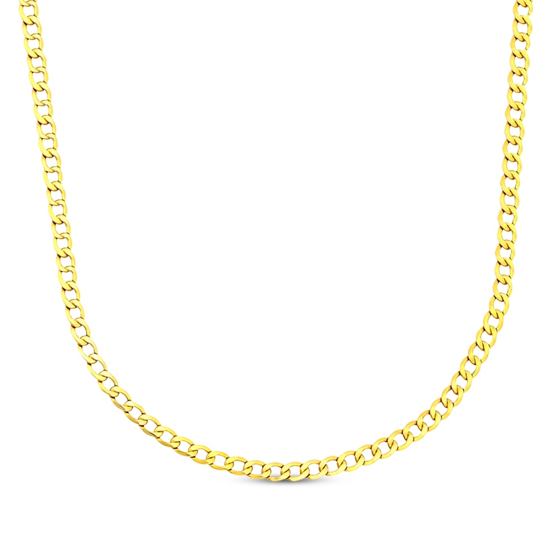 Main Image 1 of Curb Chain Necklace 3.45mm Semi-Solid 18K Yellow Gold 20"