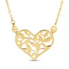 Thumbnail Image 1 of Cutout Leaf & Vine Heart Necklace 10K Yellow Gold 18"