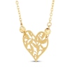 Thumbnail Image 2 of Cutout Leaf & Vine Heart Necklace 10K Yellow Gold 18"
