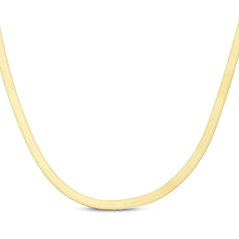 Solid Herringbone Chain Necklace 3.9mm 14K Yellow Gold 18"