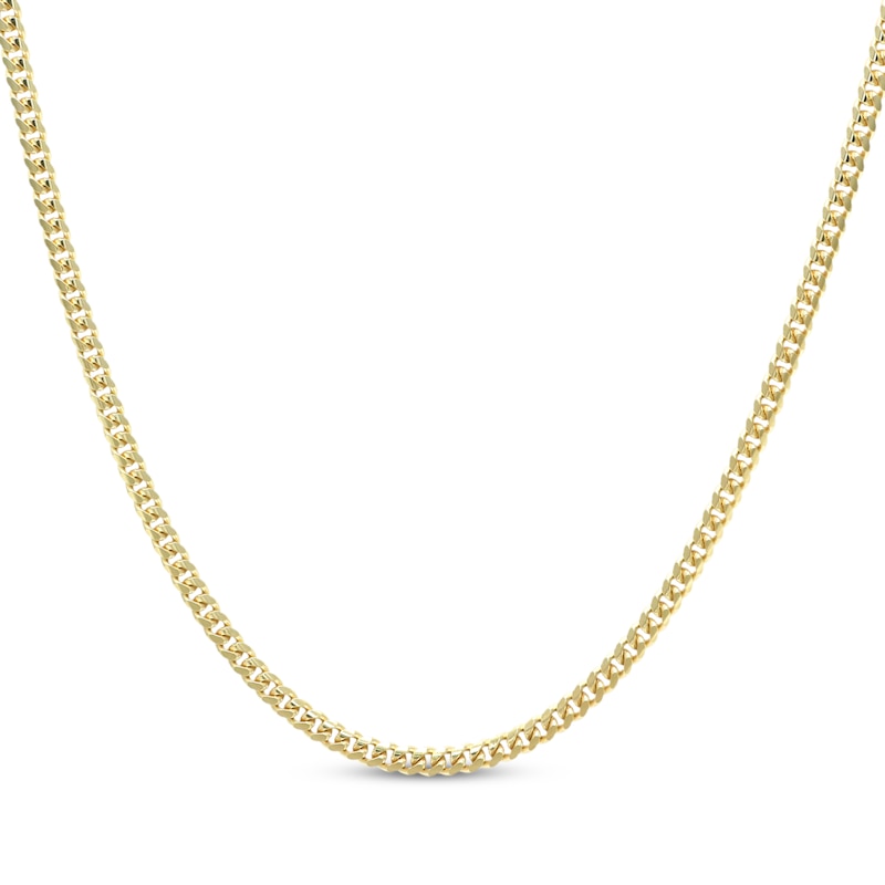 Main Image 1 of Cuban Curb Chain Necklace 2.6mm Solid 14K Yellow Gold 18"