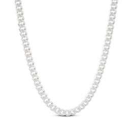 Curb Chain Necklace 4.2mm Solid 14K White Gold 20&quot;