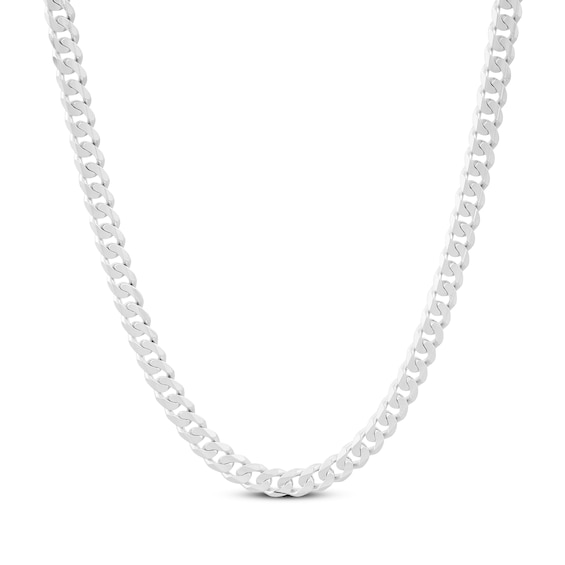 Curb Chain Necklace 4.2mm Solid 14K White Gold 22"