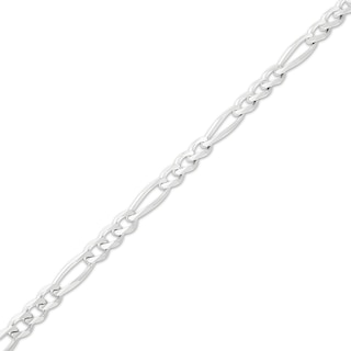 Figaro Chain Necklace 4mm Solid 14K White Gold 22