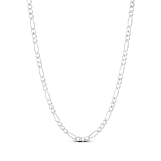 Figaro Chain Necklace 4mm Solid 14K White Gold 20"