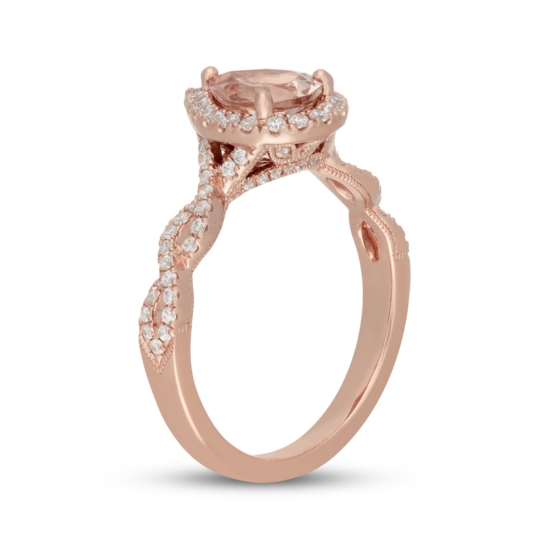 Main Image 2 of Neil Lane Pear-Shaped Morganite & Diamond Halo Engagement Ring 3/8 ct tw 14K Rose Gold