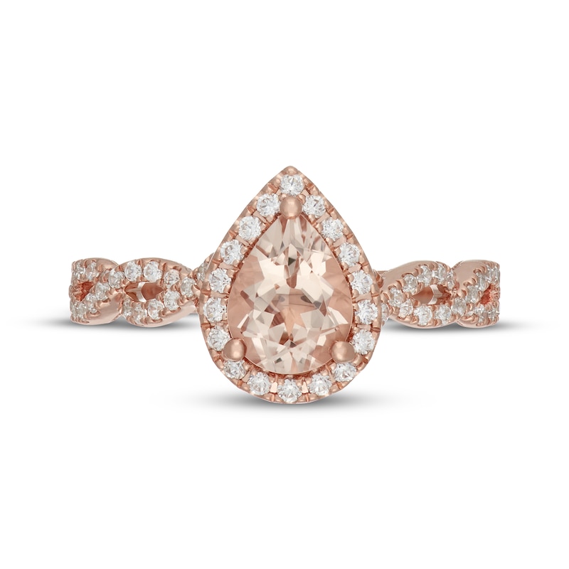 Main Image 3 of Neil Lane Pear-Shaped Morganite & Diamond Halo Engagement Ring 3/8 ct tw 14K Rose Gold
