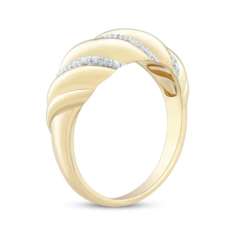 Main Image 2 of Diamond Scalloped Dome Ring 1/8 ct tw 10K Yellow Gold