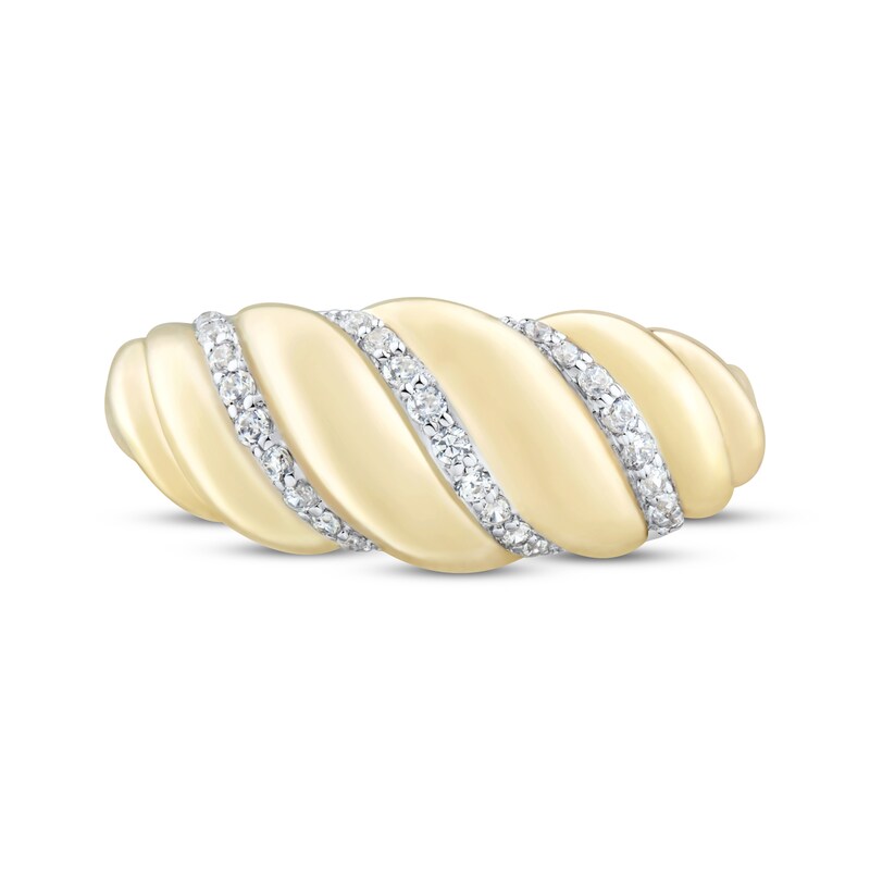 Main Image 3 of Diamond Scalloped Dome Ring 1/8 ct tw 10K Yellow Gold