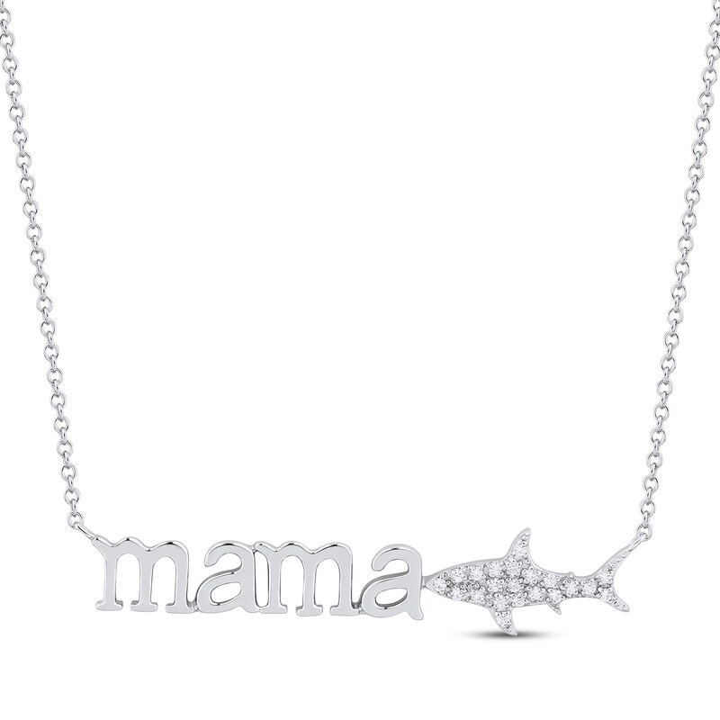 Main Image 1 of Diamond "Mama" Shark Necklace 1/20 ct tw Sterling Silver