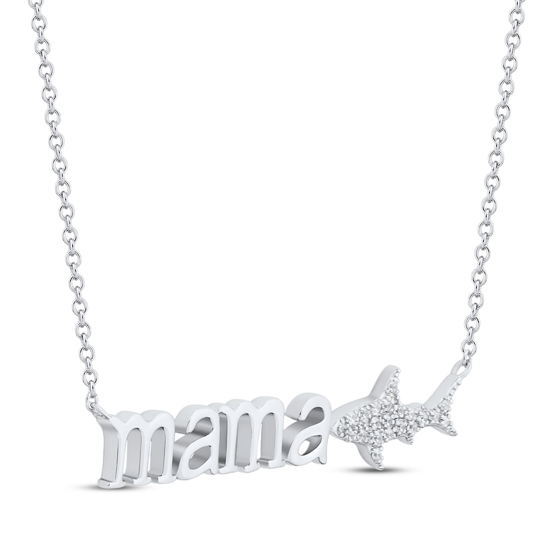 Main Image 2 of Diamond "Mama" Shark Necklace 1/20 ct tw Sterling Silver