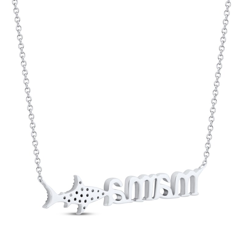 Main Image 3 of Diamond "Mama" Shark Necklace 1/20 ct tw Sterling Silver