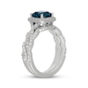 Thumbnail Image 2 of Neil Lane Cushion-Cut London Blue Topaz & Diamond Halo Bridal Set 5/8 ct tw Diamonds 14K White Gold