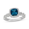 Thumbnail Image 4 of Neil Lane Cushion-Cut London Blue Topaz & Diamond Halo Engagement Ring 1/2 ct tw 14K White Gold
